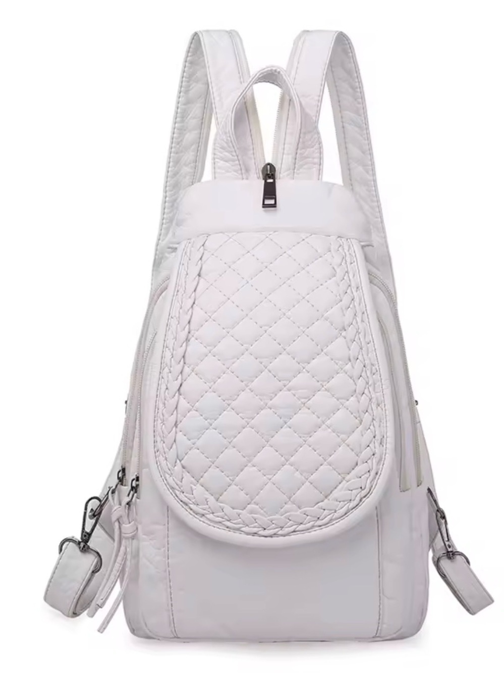 Quilted White Women's Backpack - Sleek Everyday Carry